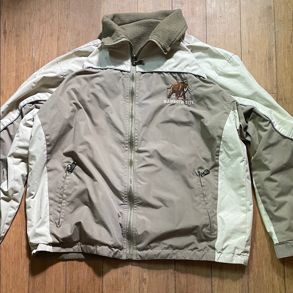 Men's Tan and White Snow Jacket.